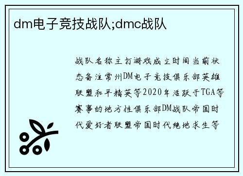 dm电子竞技战队;dmc战队